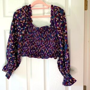 Band of the Free Purple and Ivory Cropped Top. Size Small.